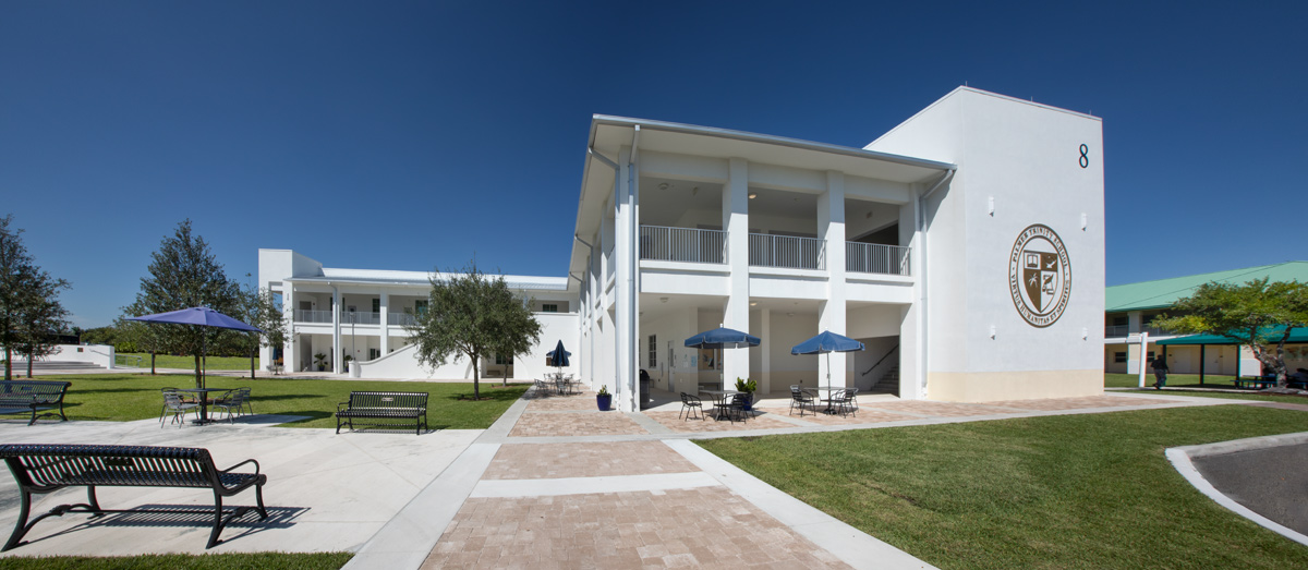 Architectural view of Palmer Trinity student center in Miami, FL